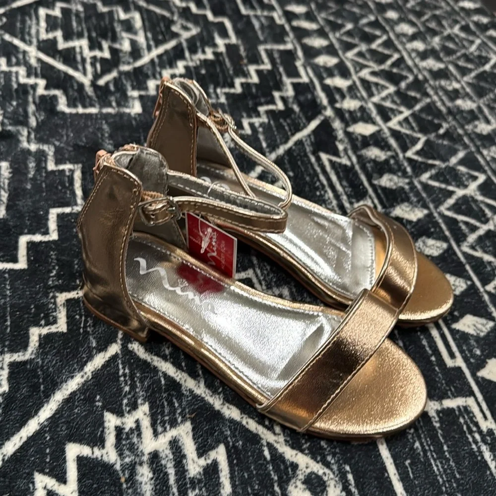 Nina Hidi Platino Metallic Dress Sandals Toddler Girls Size 10